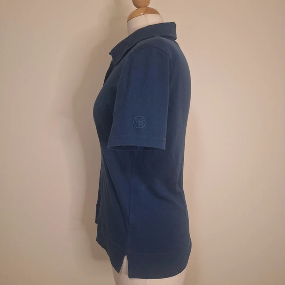 Tory Burch 4 logo button cotton polo shirt SZ L - Picture 3 of 8